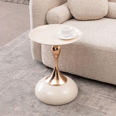 NicBex Mermaid Tail Round End Table Living Room, Metal Pedestal Side Table with Tray Top, Modern Bedroom Nightstand, Small Coffee Table, Small Table