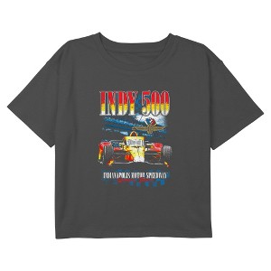 Girls Indy 500 Distressed Red and Yellow Racing Car T Shirt - 1 of 4