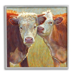 Stupell Industries Kissing Cows Farm Animals Framed Giclee Art - 1 of 4