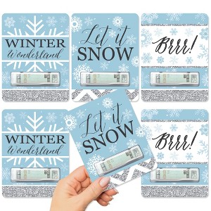 Big Dot of Happiness Winter Wonderland - DIY Assorted Snowflake Holiday Party and Winter Wedding Cash Holder Gift - Funny Money Cards - Set of 6 - 1 of 4