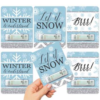 Big Dot of Happiness Winter Wonderland - DIY Assorted Snowflake Holiday Party and Winter Wedding Cash Holder Gift - Funny Money Cards - Set of 6