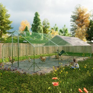 Akoasm 312.00 in. W Large Metal Chicken Coop with Waterproof and Anti-Ultraviolet Cover for Outside-Silver - 1 of 4