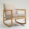 Solid Wood Rocking Chair Upholstered in Linen Fabric, Beige 4Q - ModernLuxe - 3 of 4