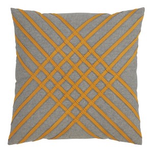 Saro Lifestyle Cross Hatch Pillow - Down Filled, 18" Square, Blue-Grey - 1 of 3