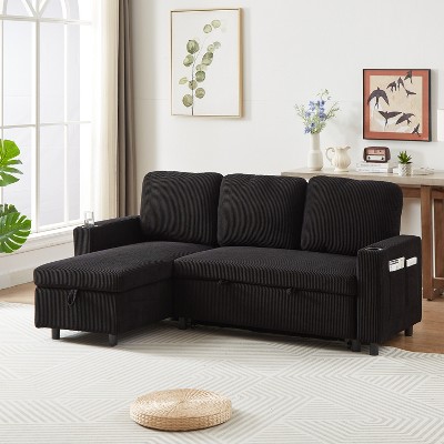 VYNXARIA 78.7"Comfortable Linen L-Shaped Combo Sofa Sofa Bed,Reversible Sleeper Combo Sofa with Pullout Bed