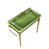 KIGFTSOD 36" Bathroom Console Sink, Wall-Mounted Green Ceramic Vanity Basin with 3 Pre-drilled Faucet Holes, No Faucet - 2 of 4
