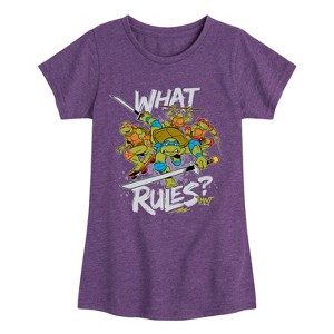Girls' - Teenage Mutant Ninja Turtles - What Rules? Leo and Brothers Fitted Short Sleeve Graphic T-Shirt - 1 of 4