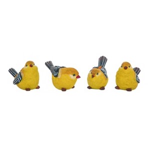 Transpac Medium Resin Yellow Goldfinch Bird Figurines Set of 4 Home Decorations - 1 of 1
