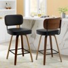 Bekrvio 26" Swivel Counter Height Bar Stools - Upholstered Faux Leather with Back, Bent Wood Legs, Mid Century Modern Kitchen Island Counter Stools - 4 of 4
