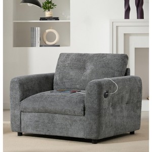 Hrinhom 42"W Chenille Single Sofa Armchair with Dual-Port Charger - 1 of 4