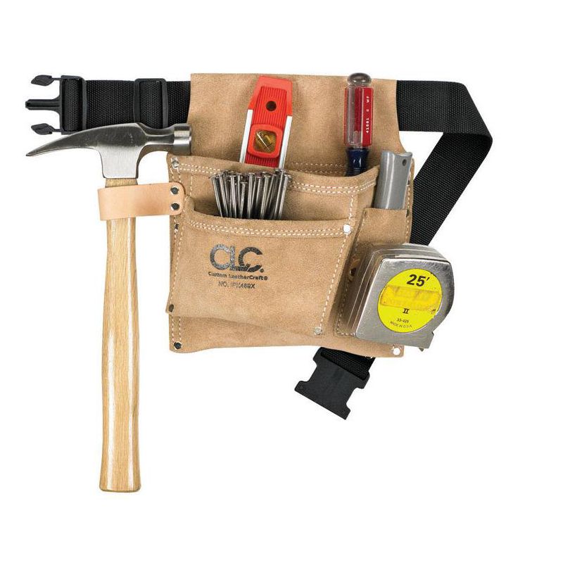 CLC 3 pocket Suede Leather Tool and Nail Belt 11.25 in. L X 11.5 in. H Black, 1 of 2