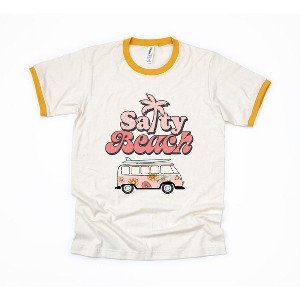 Simply Sage Market Women's Salty Beach Van Checkered Ringer Tee - 1 of 2