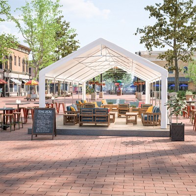 Outdoor 16×32 FT Party Tent, Large Wedding Event Shelters with Storage Bags & Removable Sidewalls, Commercial Tents for Parties-Coolbibila