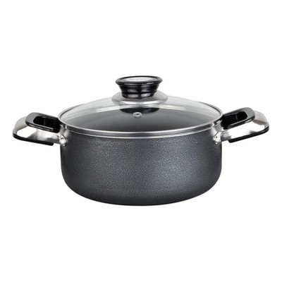 Alpine Cuisine Aluminum Non-Stick Dutch Oven Pot with Glass Lid and Carrying Handles, 10 Quart, Gray