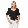 Anna-Kaci Women's Short Puff Sleeve Blouse with Scoop Neckline and Tie Cuff Detail for a Feminine Everyday Look - 3 of 4