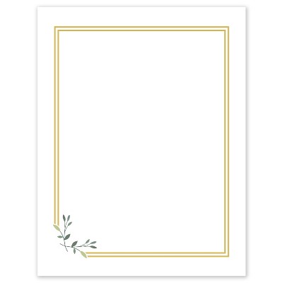 Avery 8.5" x 11" Cards, Gold Double Border with Florals, 10 ct