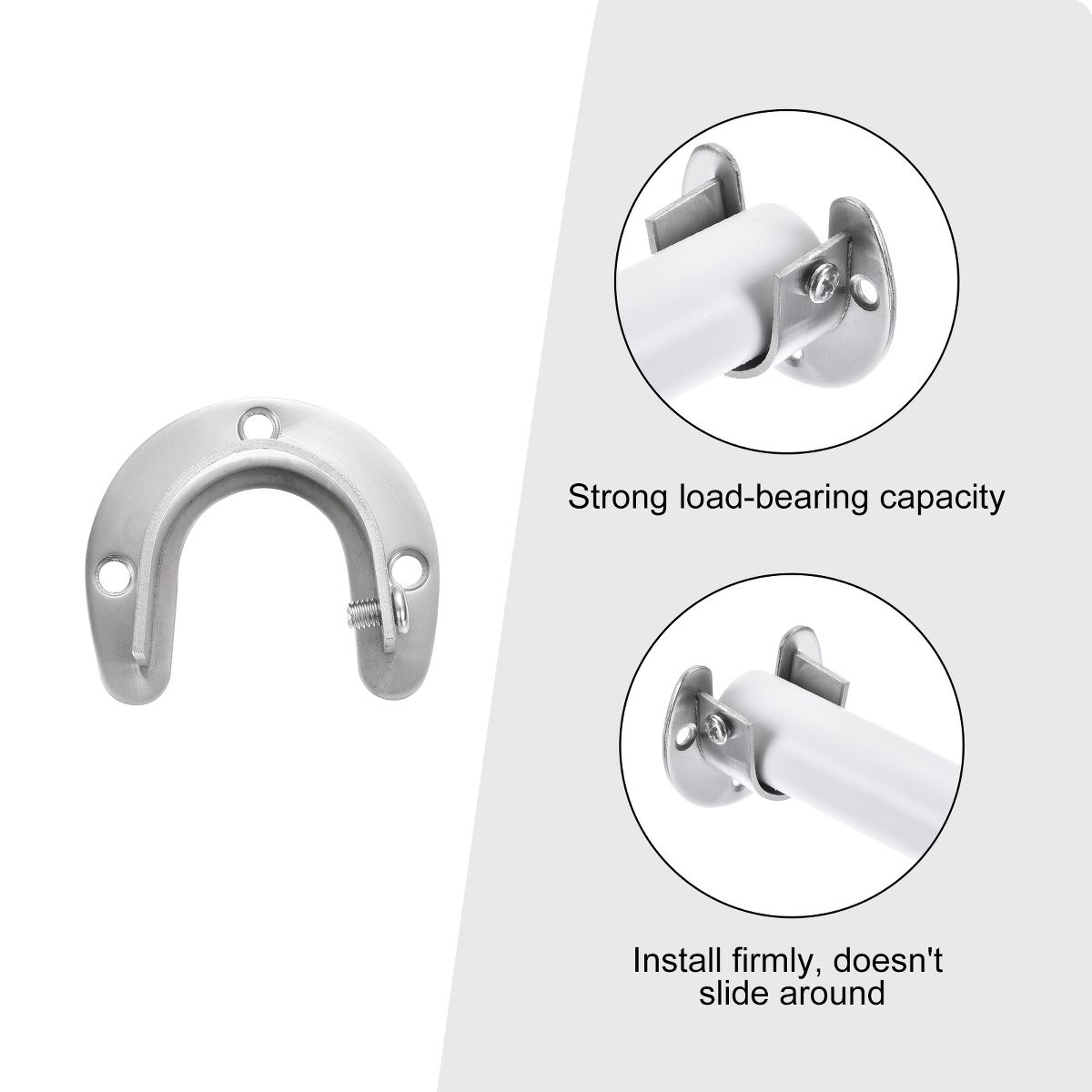 Unique Bargains Stainless Steel U-Shaped Design Closet Rod Brackets - thumbnail 9