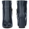 BLISSFUL STEP Women's Pointed Toe Block Chunky Heel Buckle Decor Ankle Boots - 2 of 4