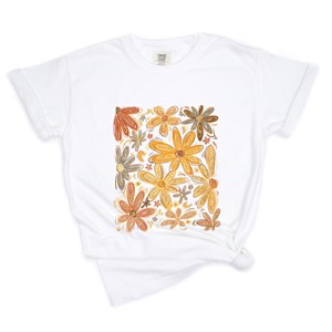 Simply Sage Market Fall Floral Glitter Garment Dyed Tee - 1 of 4