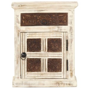 vidaXL Bedside Cabinet White Solid Mango Wood 15.7x11.8x19.7 in - 1 of 4