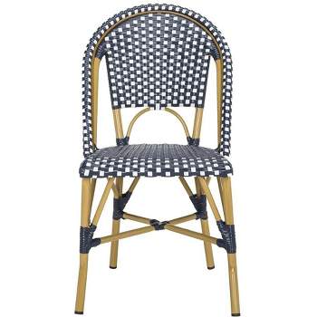 Salcha Indoor Outdoor French Bistro Side Chair (Set Of 2) - Navy/White - Safavieh.