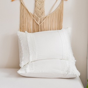 Macrame Tassel Pillowcases – Soft Decorative Pillow Covers with Fringe, Boho Style Deep Pocket Design, Queen/King/Body Options - 1 of 4