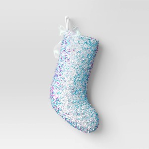 21" Christmas Iridescence Sequins Stocking with Bow - Wondershop™ - 1 of 3