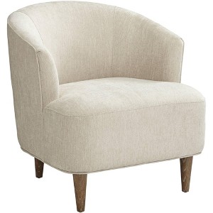 55 Downing Street Herringbone Beige Fabric Modern Accent Chair - 1 of 4