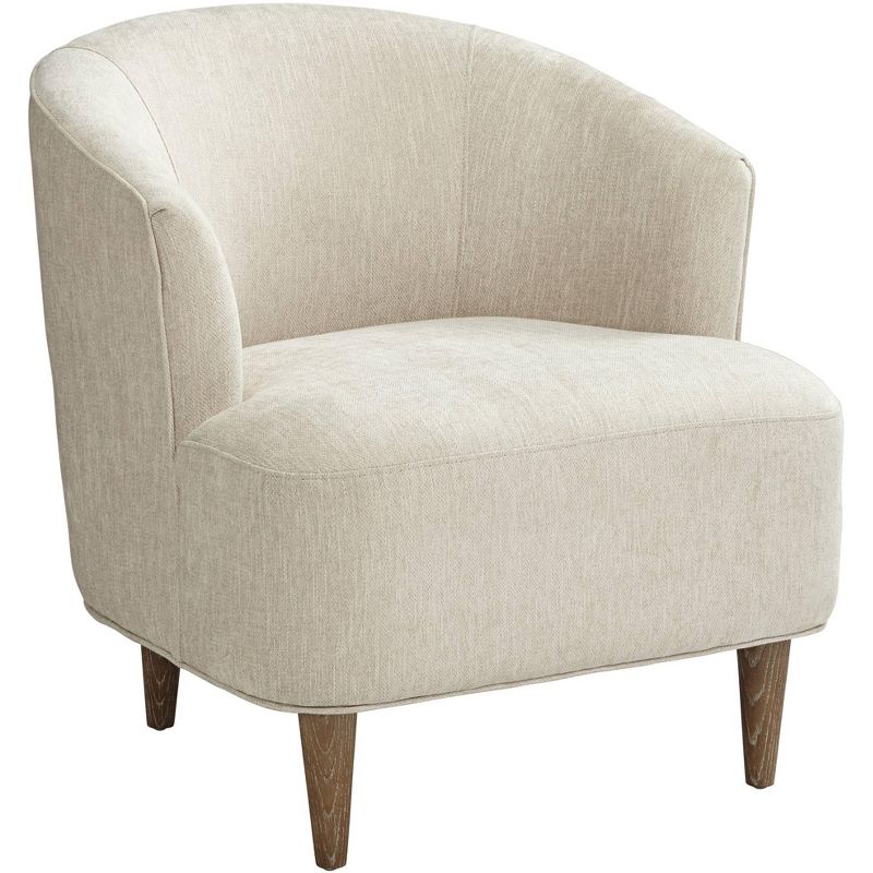 55 Downing Street Herringbone Beige Fabric Modern Accent Chair, 1 of 10
