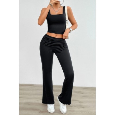 I am a Fashion Junky Two Pieces Square Neck Ruched Sleeveless Sets
