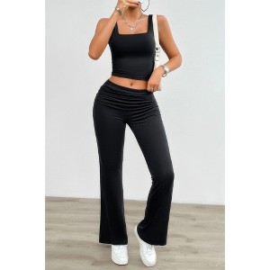 I am a Fashion Junky Two Pieces Square Neck Ruched Sleeveless Sets - 1 of 4