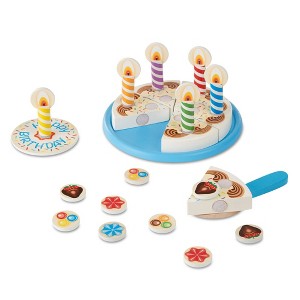 Melissa & Doug Birthday Party Cake - Wooden Play Food With Mix-n-Match Toppings and 7 Candles - 1 of 4