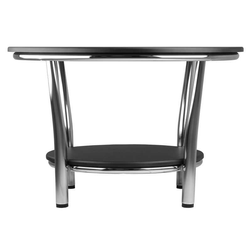 Maya Round Coffee Table, Black Top, Metal Legs - Black, Metal - Winsome, 3 of 7