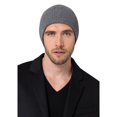 RIBBED KNIT BEANIE - Grey