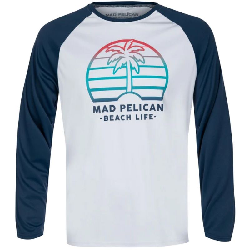 Mad Pelican Ombre Palm Shade Sun Kicker Raglan UV Long Sleeve T-Shirt - White, 1 of 3