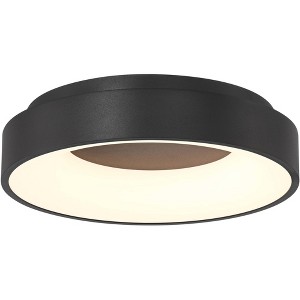 Possini Euro Design Brock Modern Ceiling Light Flush-Mount Fixture 15" Sand Black Dimmable LED for Bedroom Kitchen Living Room - 1 of 4