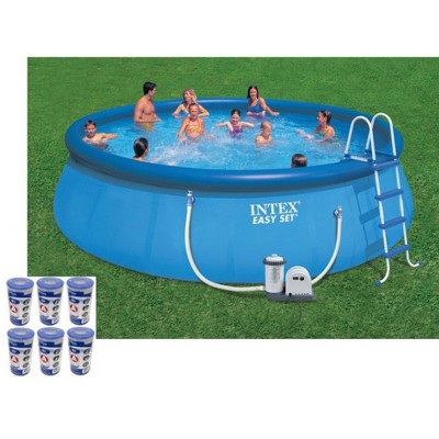 Intex 18ft x 48in Easy Set Swimming Pool Kit w/ 1500 GPH GFCI Filter Pump