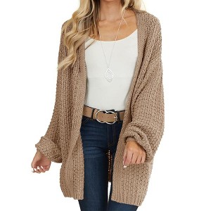 Imily Bela Womens Cardigan Solid Color Long Sleeve Open Front Chunky Knit Sweater Outwear - 1 of 4