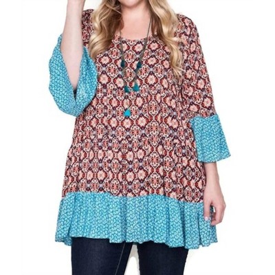 Women's Floral Bell Sleeve Peasant Top - KORI