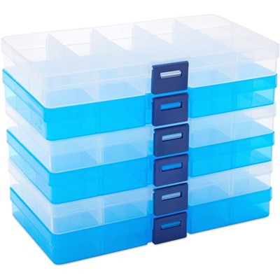 Bright Creations 6 Pack Plastic Bead Organizer Boxes with Dividers and Labels, Arts and Crafts (7 x 4 x 1 in)