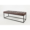 Global Archive 55" Genuine Distressed Leather Ottoman Bench - 2 of 4