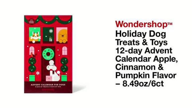 Holiday Dog Treats And Toys 12-day Advent Calendar Apple, Cinnamon &#38; Peanut Butter Flavor &#8211; 8.49oz/6ct - Wondershop&#8482;, 2 of 8, play video