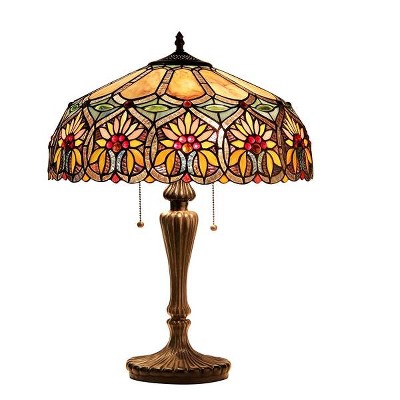 Chloe Lighting Sunny Tiffany-style 2 Light Floral Table Lamp 18" Shade
