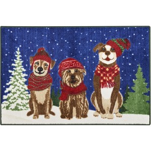 Nourison Christmas Snow Dogs Holiday Indoor Kitchen Entryway Non-Skid Mat Navy 2'x3' - 1 of 4