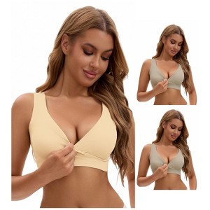 INSPIRE CHIC Nursing Bra for Women's Crossover Push Up Wirefree Sleep Breastfeeding Maternity Bralette 3 Packs - 1 of 4