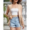 Women's Fringe Vest 70s Hippie Faux Suede Rivets Sleeveless Fringe Jacket - 3 of 4