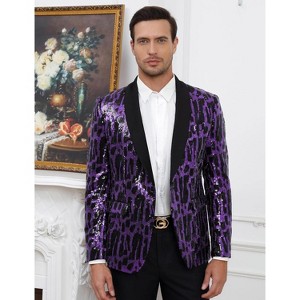 Men Shiny Sequin Blazer Clothing Fashion One Button Tuxedo Jacket for Party,Show,Banquet,Prom - 1 of 2