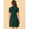 INSPIRE CHIC Women's Bow Tie Keyhole Neck Puff Sleeve Elegant Work Dress - 3 of 4