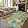Area Rug , Machine Washable Non-Slip Low Pile Carpet - Stain-Resistant Modern Floral Green Rug for Living Room, Bedroom, Nursery - 4 of 4