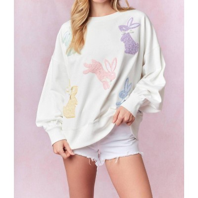 Women's Tweedy Bunny Sweatshirt - Peach Love